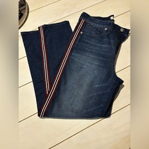 Madewell high rise cropped striped Jeans Stovepipe 28